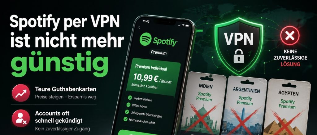 Spotify per VPN ist nicht mehr günstig
