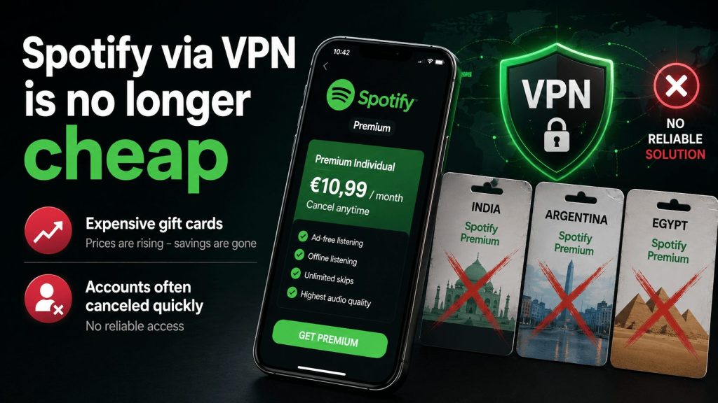 Using Spotify via VPN is no longer a bargain