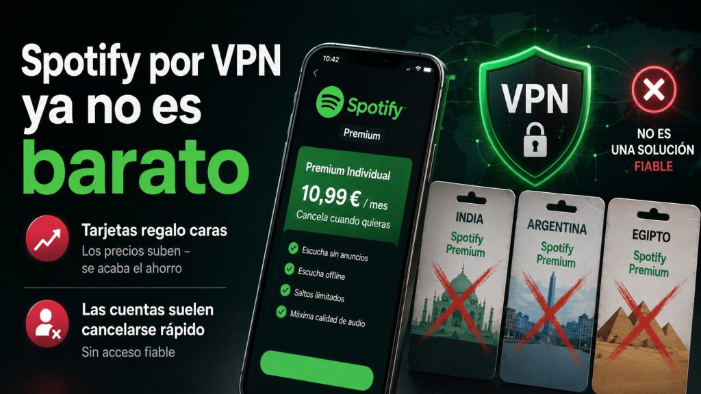 Ya no sale a cuenta usar Spotify a través de una VPN