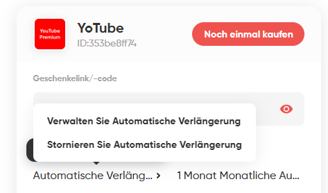 Automatische Verlängerung deaktivieren